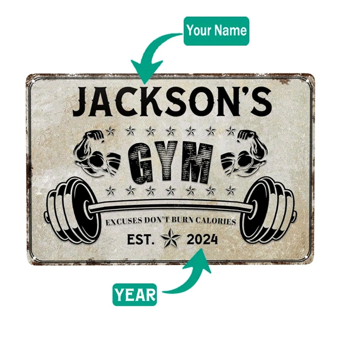 Home Gym Decor - Targa in Metallo Personalizzata per Palestra,