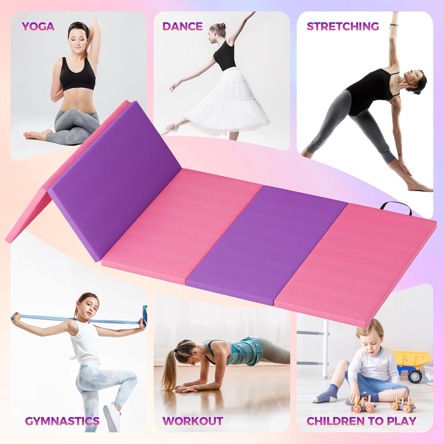 Home Gym Yoga Mat - Tappetino Pieghevole per Yoga e Ginnastica,