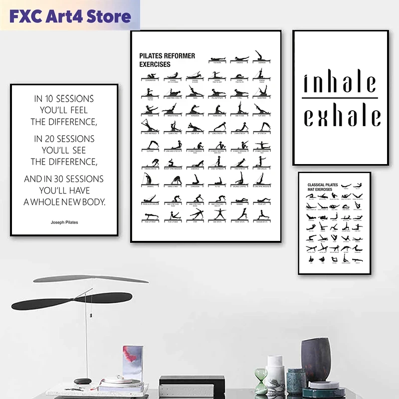 Home Gym Decor - Poster Senza Cornice per Allenamento Pilates,